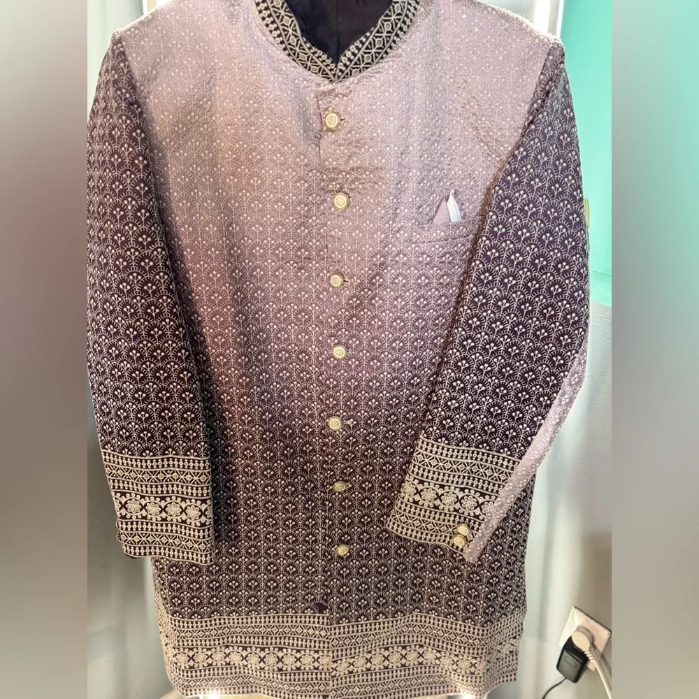 Purple Ombré Sherwani - Picture 2 of 4